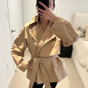 COS Tan Belted Short Cotton Trench Jacket